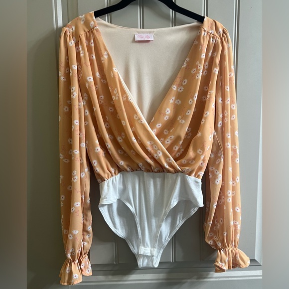 Pink Lily golden yellow floral bodysuit - Picture 3 of 16